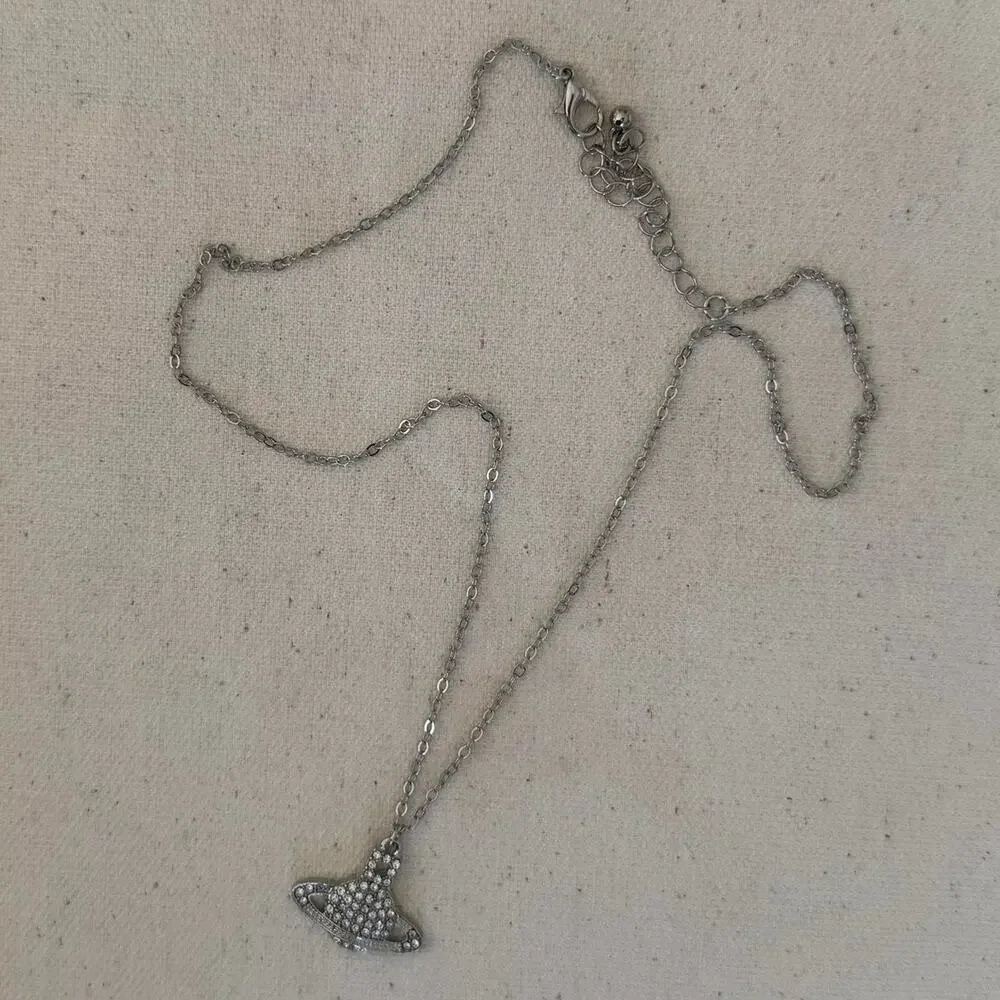 Y2k 2000s silver planet chain